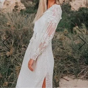 Spell Dresses Spell Dawn Lace Belted Midi Dress Poshmark